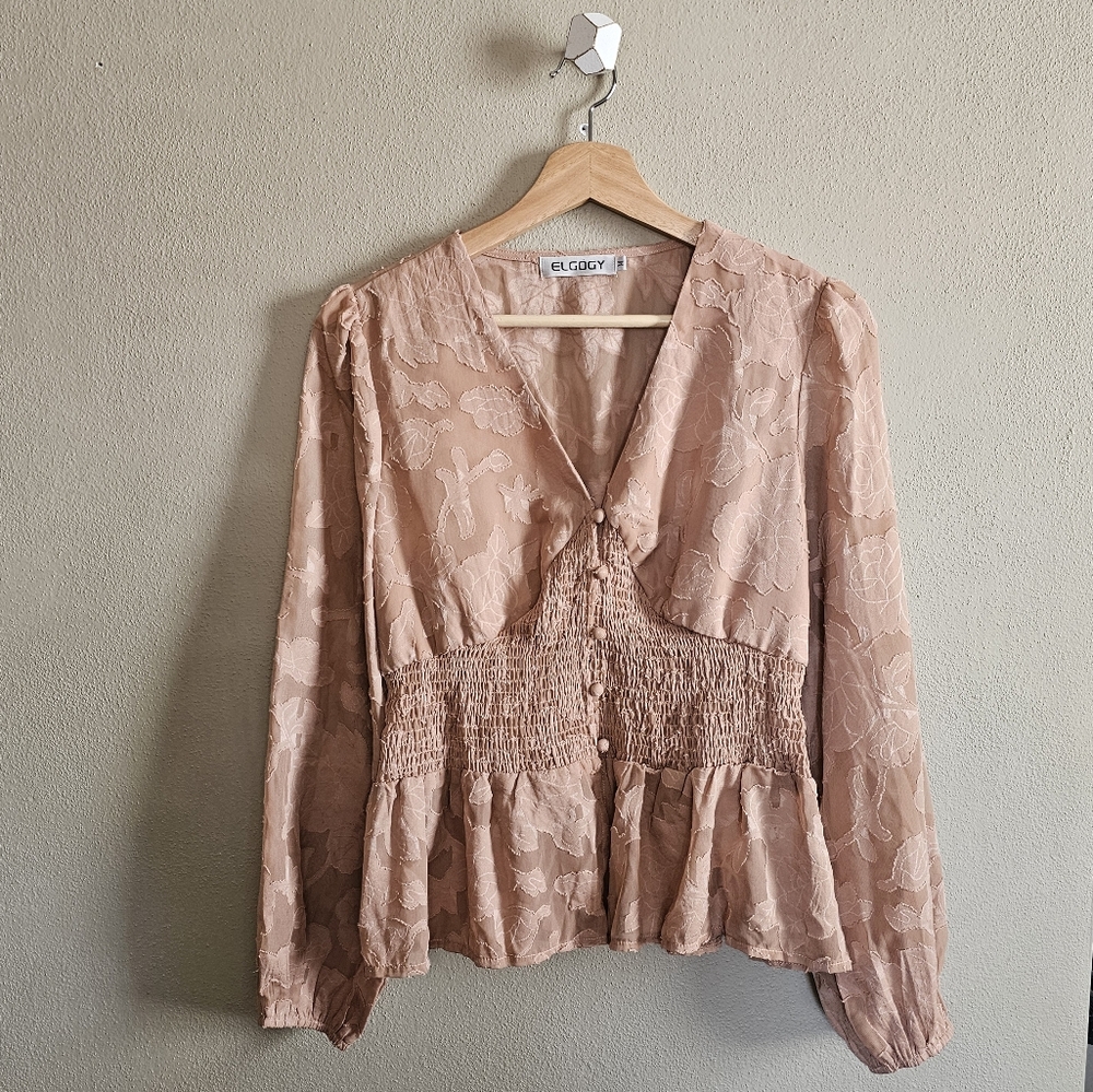 ☆ ELGOGY Pink Blouse, M ☆